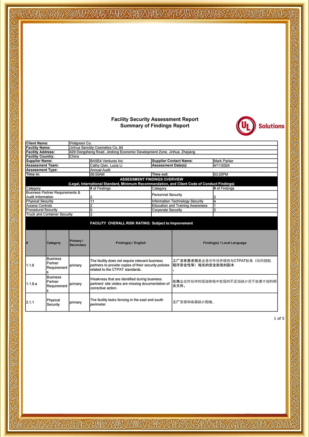 Walgreen Audit
